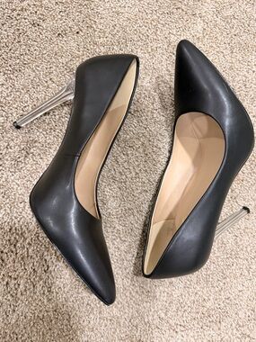 Mix No. 6 Black Pointed Toe Pumps with Clear Stiletto Heel